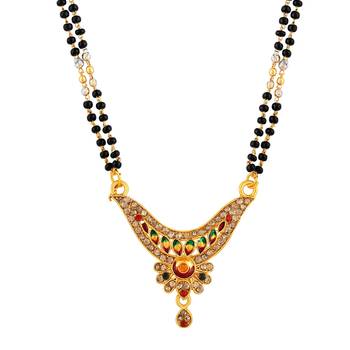 Ethnic Black Beaded Gold-toned Combo Set of 3 Mangalsutra for Women 3