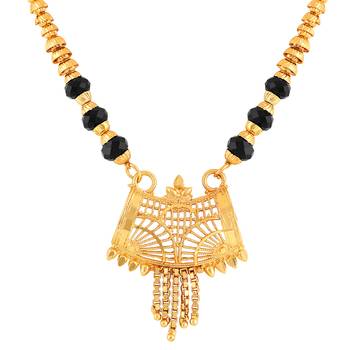 Ethnic Black Beaded Gold- toned Combo Set of 3 Mangalsutra for Women 1