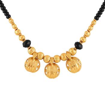 Ethnic Black Beaded Gold- toned Combo Set of 3 Mangalsutra for Women 2