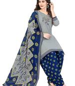 Grey printed crepe salwar