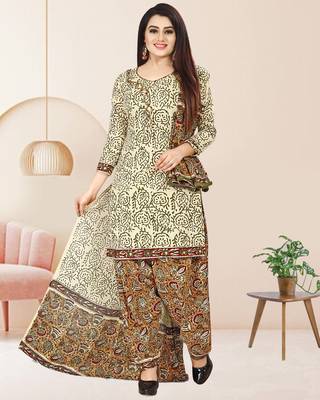Beige printed cotton salwar 1