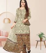 Beige printed cotton salwar