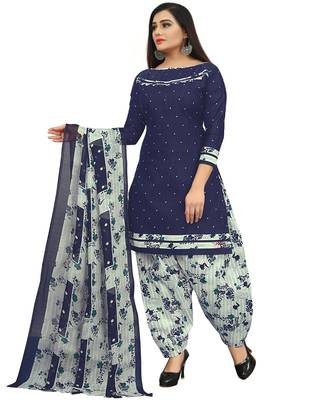 Navy-blue printed cotton salwar 1