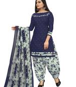 Navy-blue printed cotton salwar