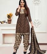 Brown printed cotton salwar