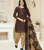 Brown printed cotton salwar