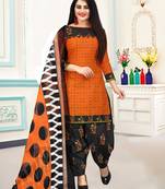Orange printed cotton salwar