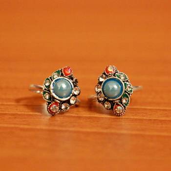 Turquoise zircon  toe-rings 1