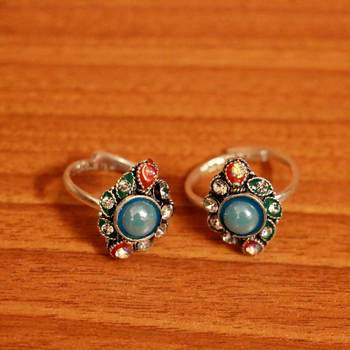Turquoise zircon  toe-rings 2