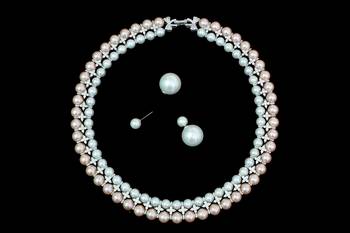 Pink pearl necklace-sets 1