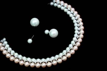 Pink pearl necklace-sets 2