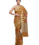 Brown woven art silk  saree with blouse