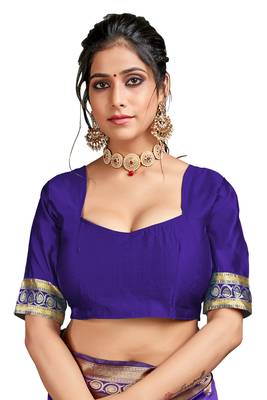 Pink woven art silk saree with blouse 4