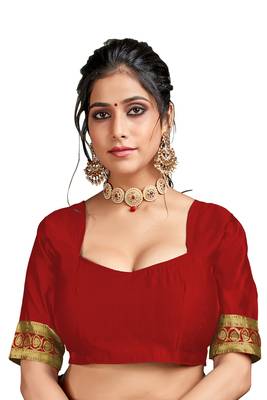 Green woven art silk saree with blouse 4