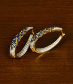 Sapphire and American Diamond Embellished Designer Hoops 216ED337
