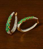 Emerald and American Diamond Embellished Designer Hoops 216ED338