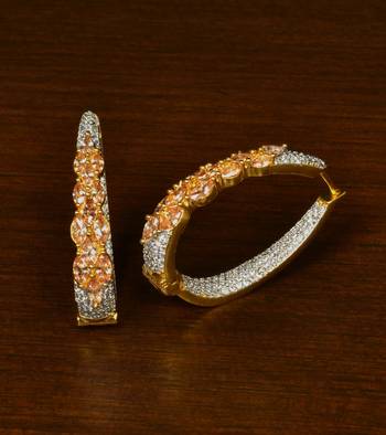 Champagne and American Diamond Embellished Designer Hoops 216ED339 1