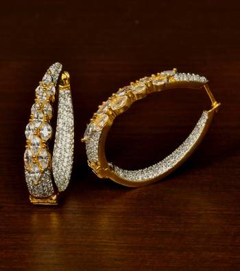 American Diamond Embellished Designer Hoops 216ED340 1