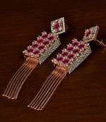 Ruby Embellished Rose Gold Plated American Diamond Earrings 216ED344