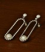 Rhodium Plated Pearl and American Diamond Embellished Dangler 216ED349