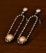 Black and Rose Gold Plated Pearl and American Diamond Embellished Dangler 216ED350