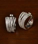 Rhodium Plated American Diamond Embellished Designer Hoops 216ED351