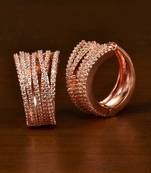 Rose Gold Plated American Diamond Embellished Designer Hoops 216ED352