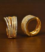 Gold Plated American Diamond Embellished Designer Hoops 216ED353