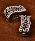 Black and Rose Gold Plated American Diamond Embellished Hoop Style Earrings 216ED358