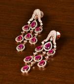 Ruby Embellished Rose Gold Plated American Diamond Danglers 216ED360