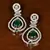 Emerald Embellished Rhodium Plated American Diamond Earrings 216ED364