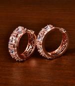 Rose Gold Plated American Diamond Embellished Designer Hoops 216ED370