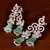 Rhodium Plated Mint Stone Embellished American Diamond Danglers 216ED389