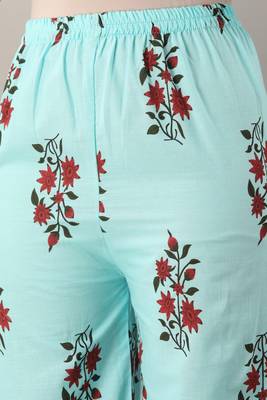 Turquoise printed cotton cotton-kurtis 4