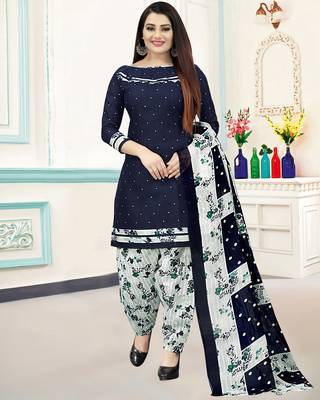 Navy-blue printed cotton salwar 3