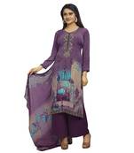 Purple embroidered crepe salwar