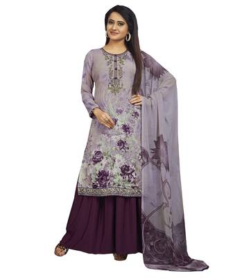 Purple embroidered crepe salwar 1
