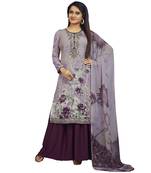 Purple embroidered crepe salwar