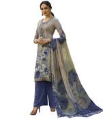 Blue embroidered crepe salwar