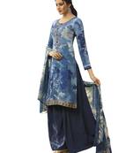 Blue embroidered crepe salwar