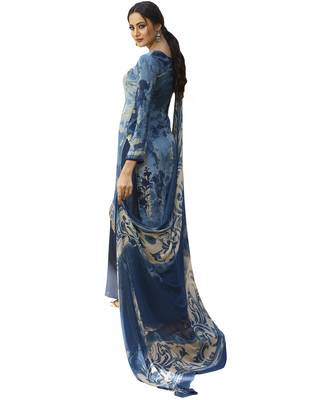 Blue embroidered crepe salwar 2
