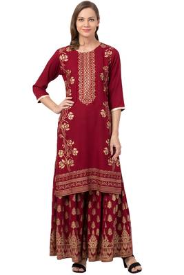 MRC Women Kurta and Sharara Set Rayon 1