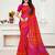 Pink printed blended cotton saree with blouse