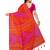 Pink printed blended cotton saree with blouse