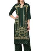 MRC Women Green Kurta and Palazzo Set Rayon