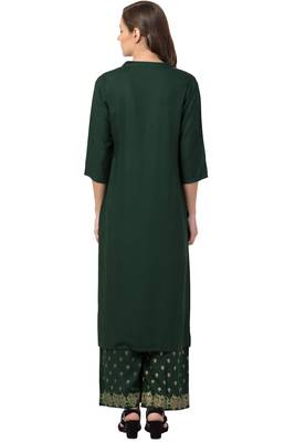 MRC Women Green Kurta and Palazzo Set Rayon 2