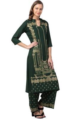 MRC Women Green Kurta and Palazzo Set Rayon 5