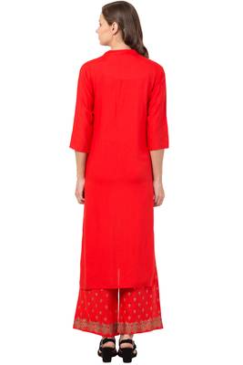 MRC Women Orange Kurta and Palazzo Set Rayon 2
