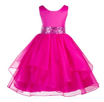 pink plain polyester kids girl gowns 1