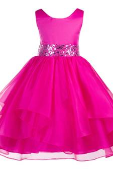 pink plain polyester kids girl gowns